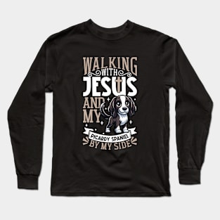 Jesus and dog - Picardy Spaniel Long Sleeve T-Shirt